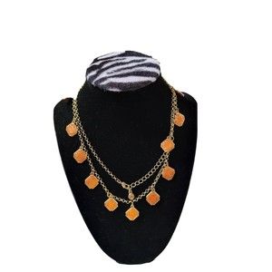 BoHo Quality Enamel & Gold-tone Dangle Charm Necklace 30” W/ 3 1/2" Extender